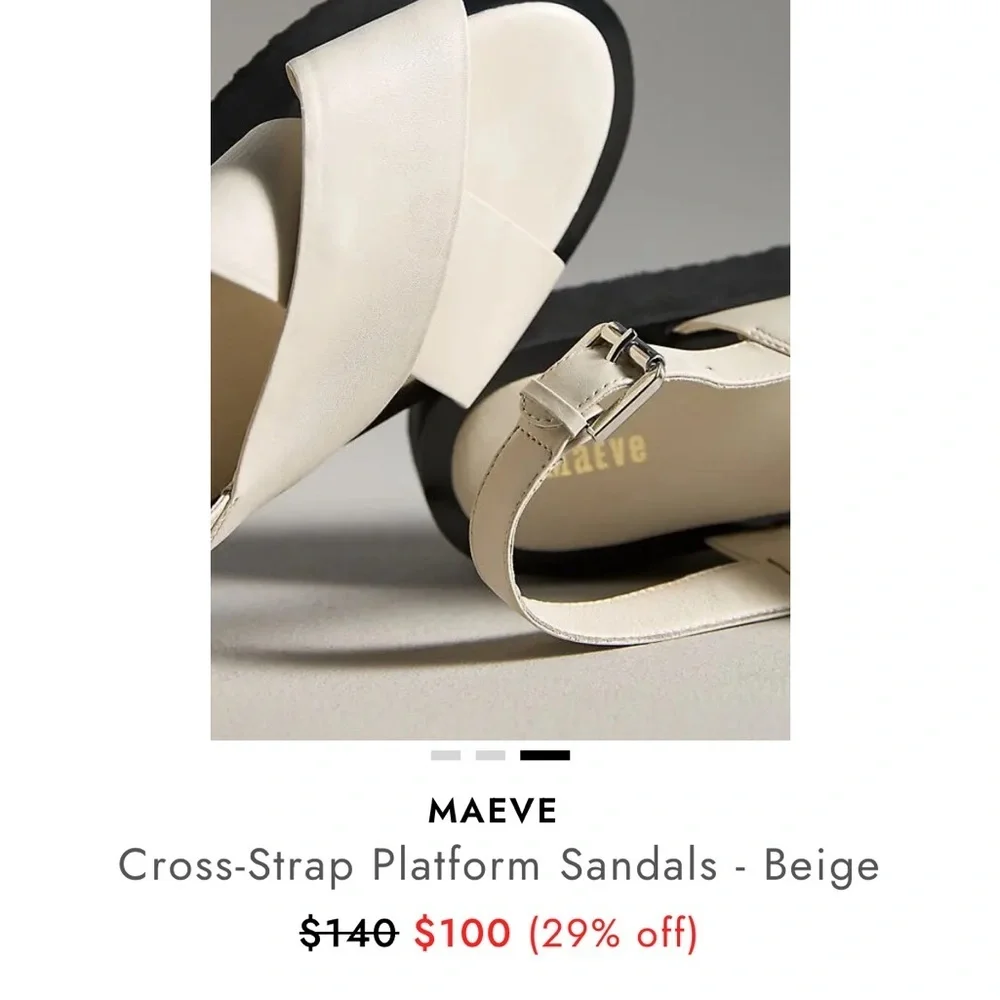 Anthropologie Maeve Cream Cross-Strap Platform Sandals